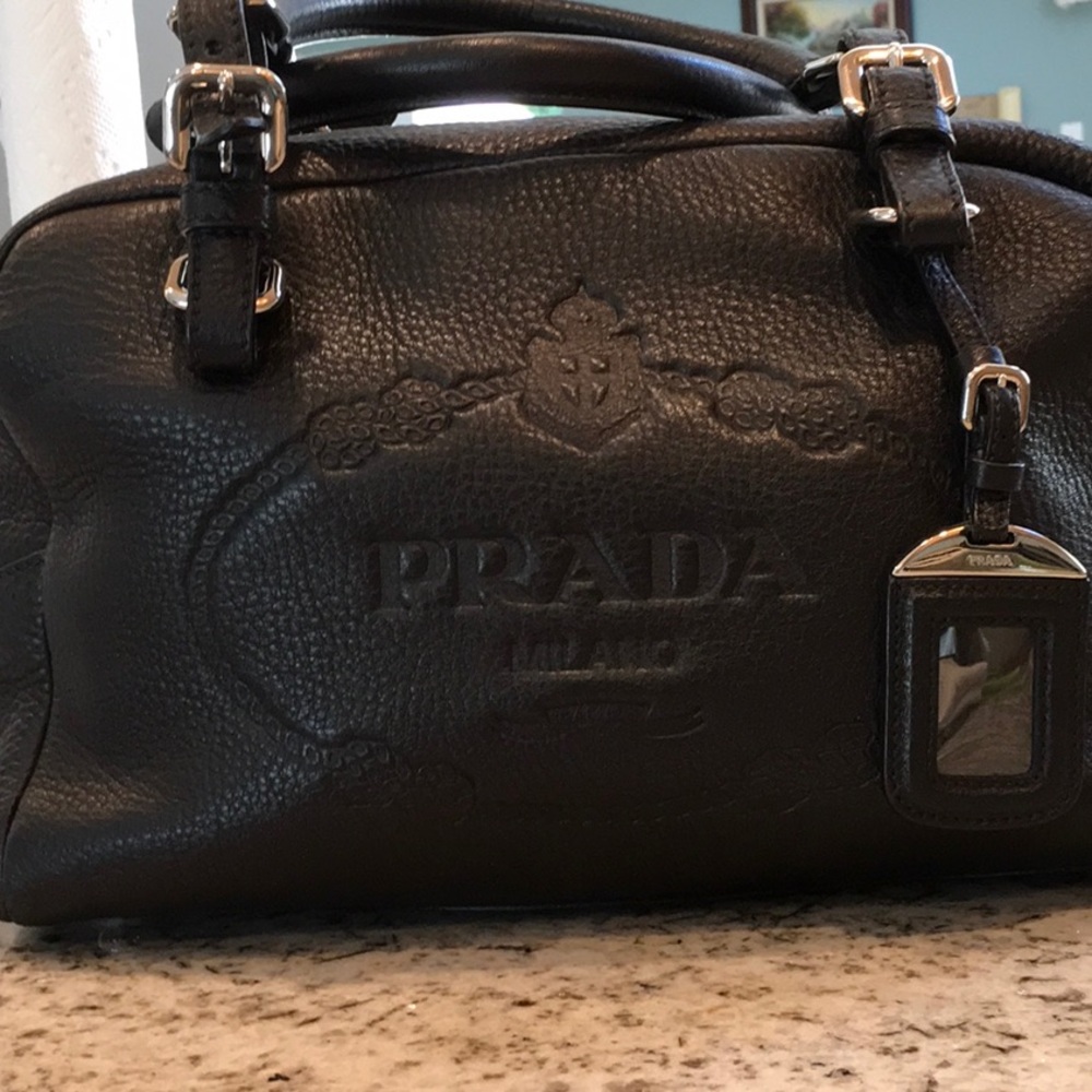 Authentic Prada Bauletto I Vit.Daino Nero Tu bag